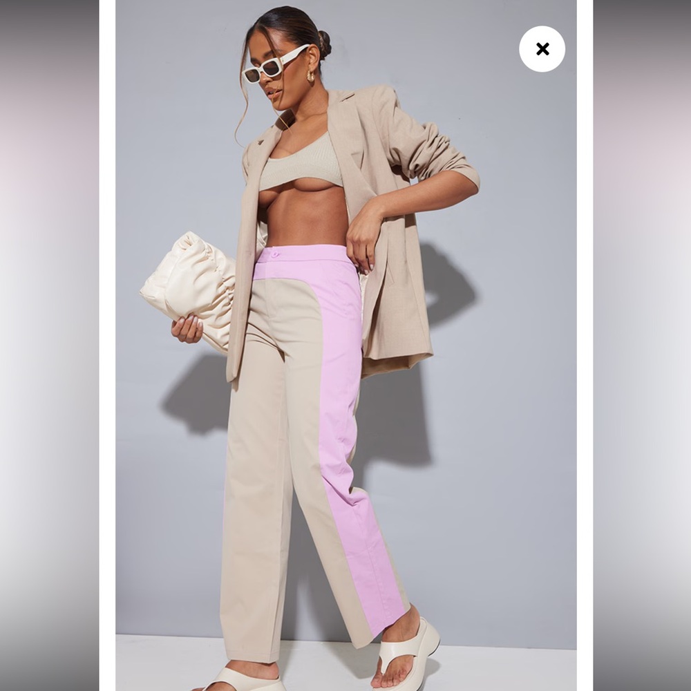 Pretty little things Lilac Twin Contrast Panel Straight Leg Pants